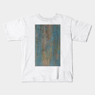 Shabby rustic weathered blue wood Kids T-Shirt